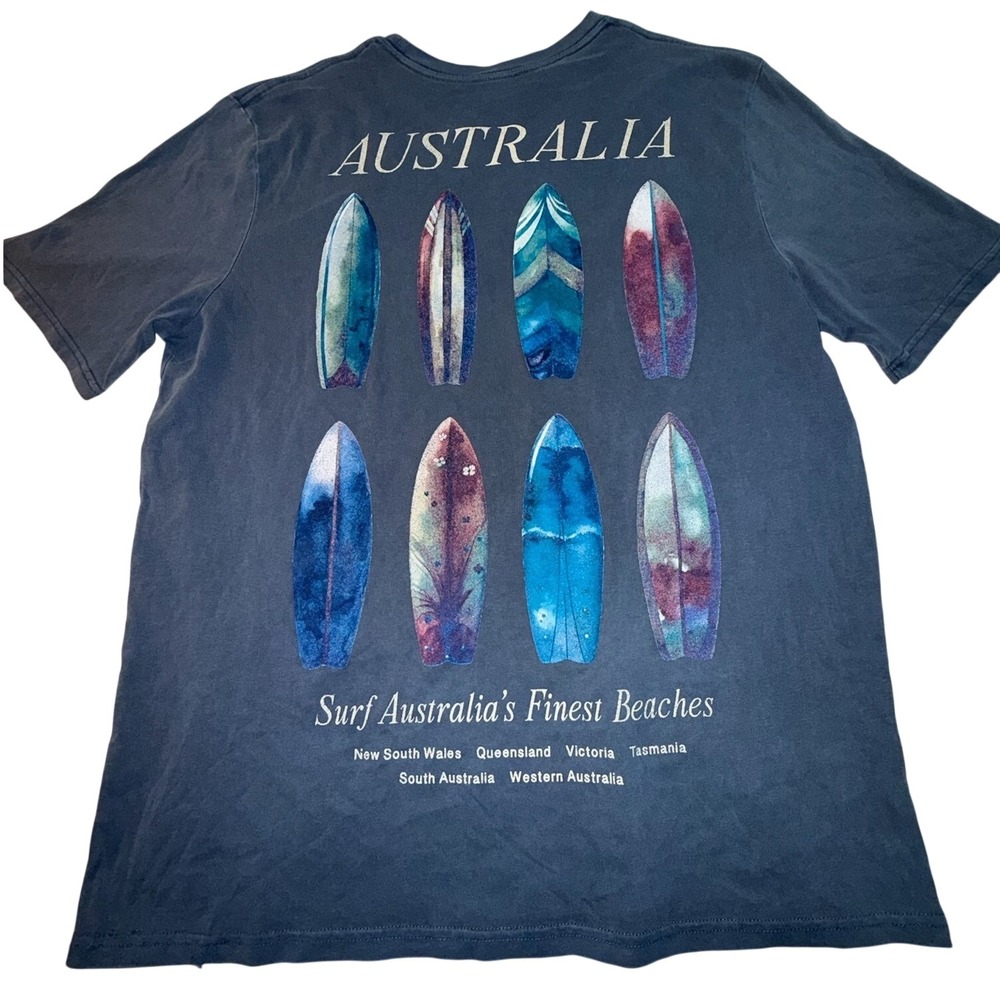 Goodie Two Sleeves Surf Australia Graphic T-Shirt Mens 2XL Navy Blue Surfboards